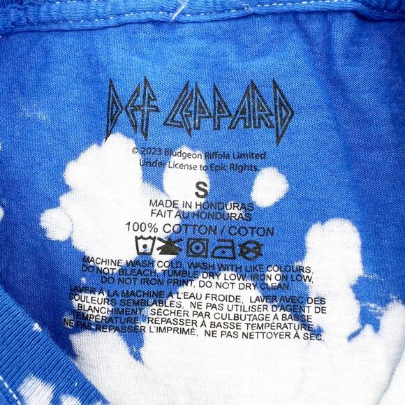 Def Leppard Unisex Blue Tie Dye Graphic Print Short Sleeve Band Tee T Shirt S - Picture 3 of 3